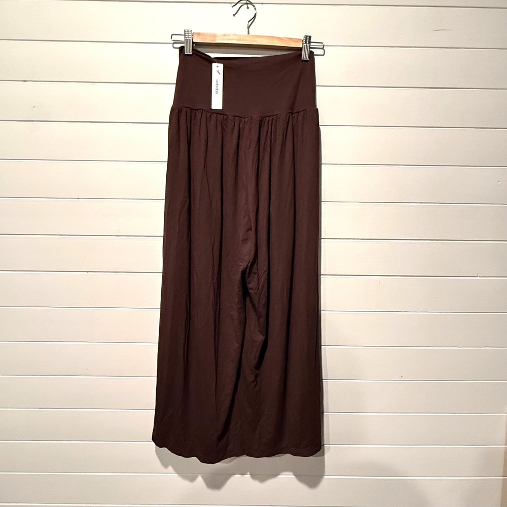 ODODOS Wide Leg Palazzo Pants Womens M Brown High Waist Flowy Yoga Lounge NWT